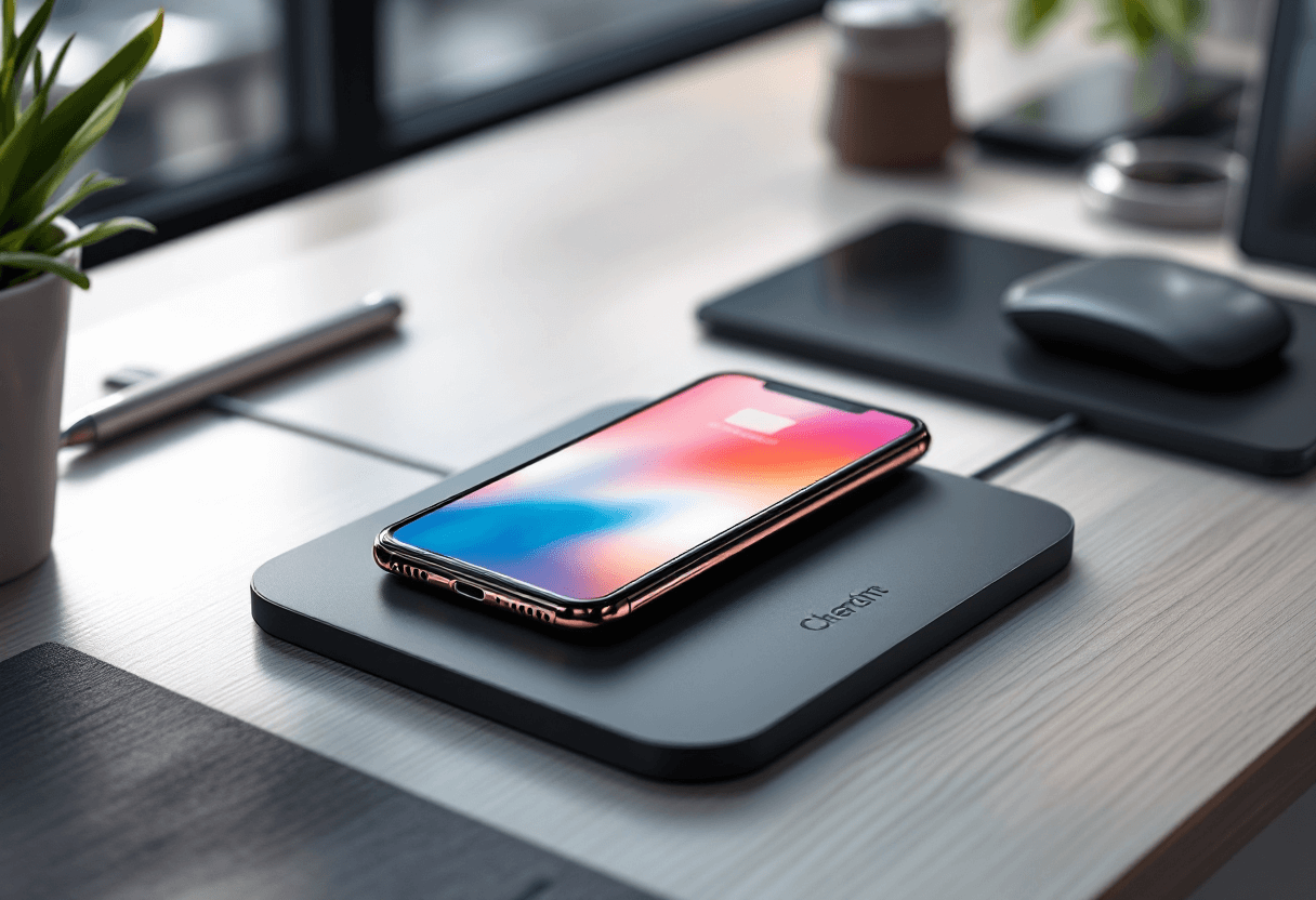 Chargeur sans fil personnalisé en utilisation